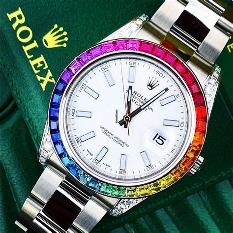 rainbow.rolex|rolex with rainbow bezel.